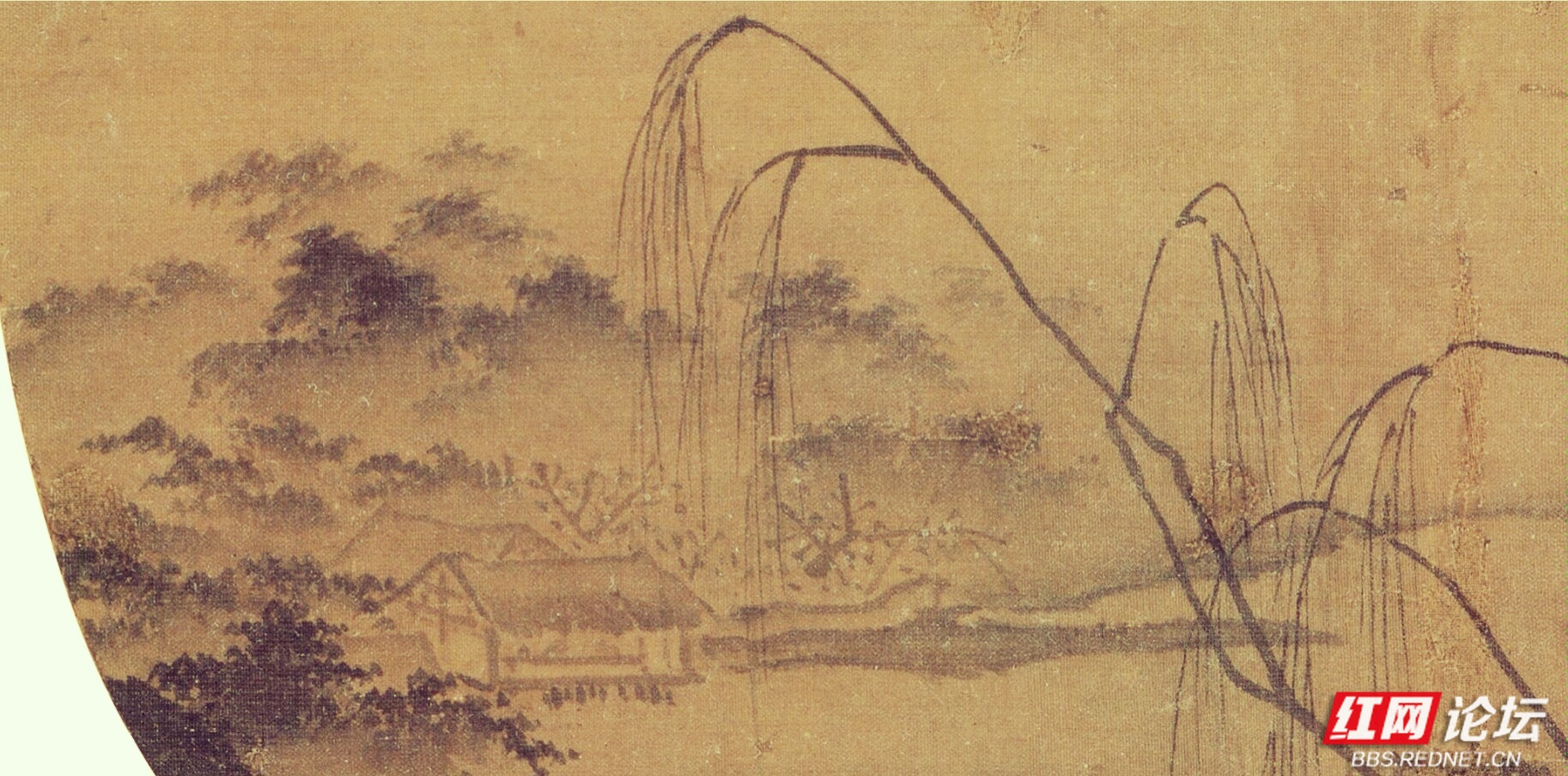 题南宋-马远 《柳岸远山图》