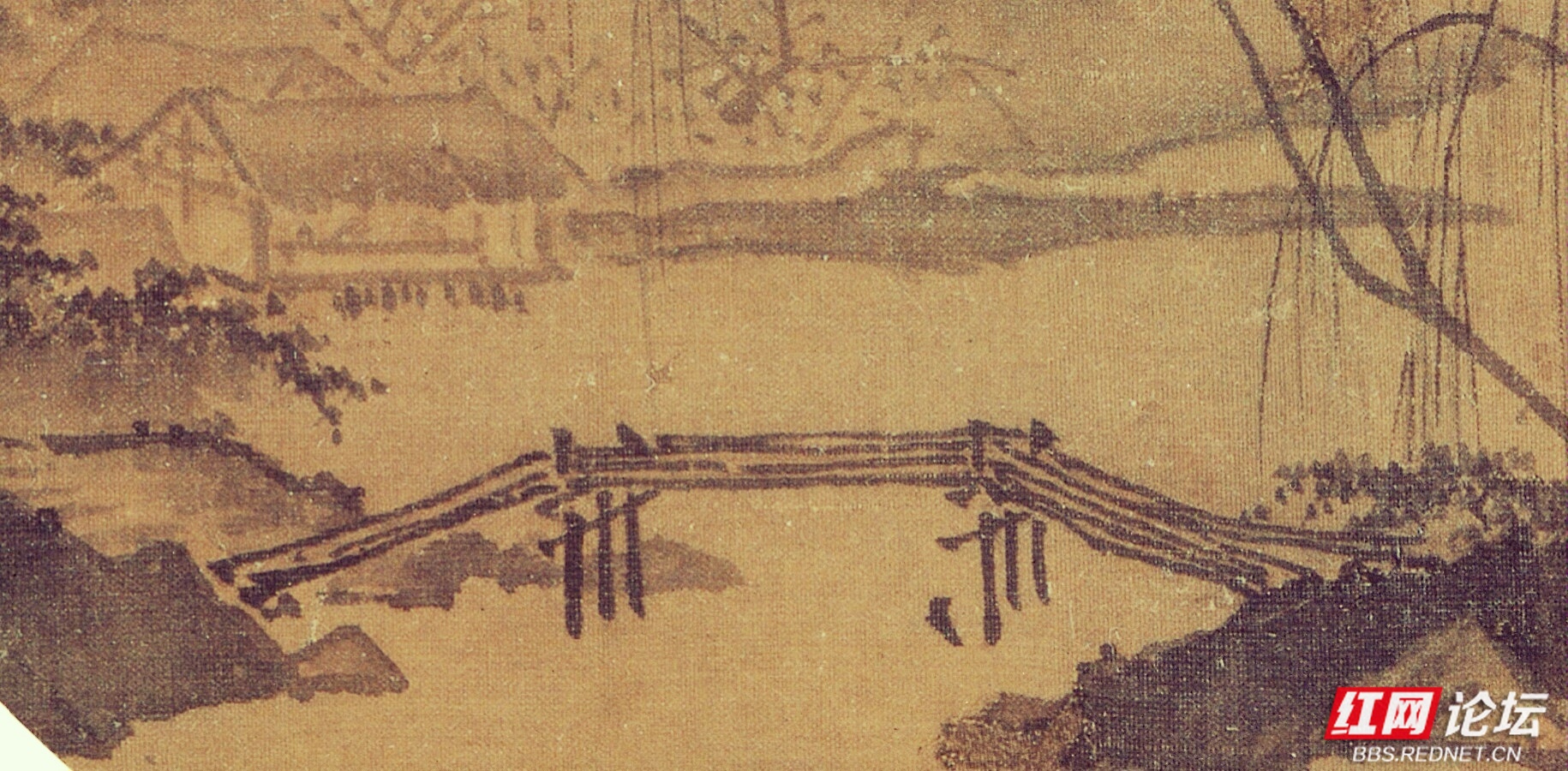 题南宋马远柳岸远山图
